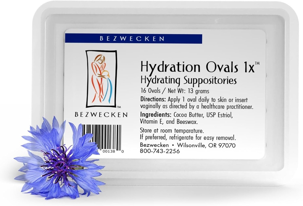 Bezwecken - Hydrationsalver 1x - 16 ovale suppositorier - Professionelt formeret til at legitimere vaginal tørhed hos menopausale kvinder - Sikker, Natural & Paraben Free