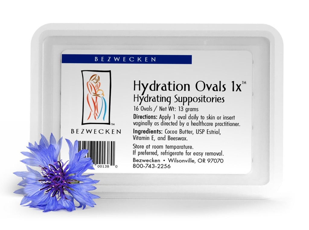 Bezwecken - Hydrationsalver 1x - 16 ovale suppositorier - Professionelt formeret til at legitimere vaginal tørhed hos menopausale kvinder - Sikker, Natural & Paraben Free