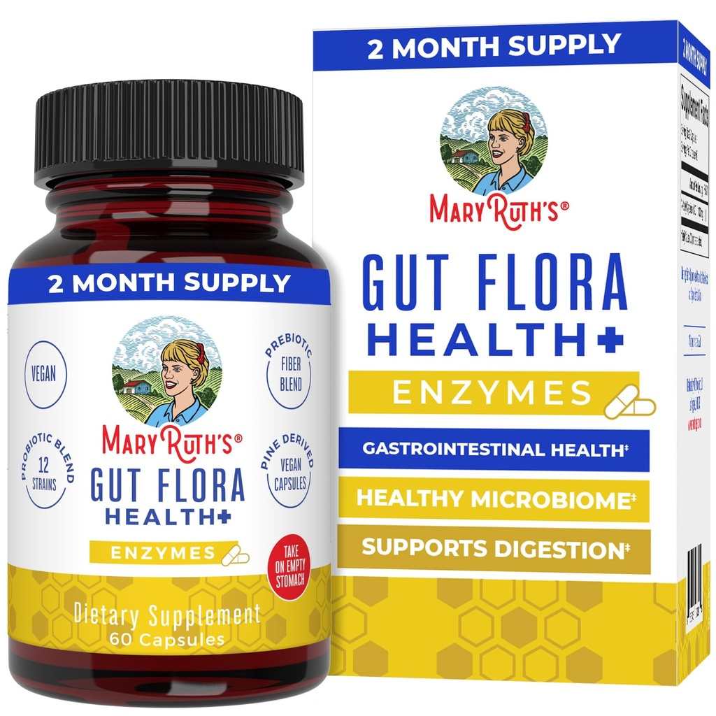 MaryRuth Organics Gut Flora Health + Enzymes Note 124; Op til 2 Måned Supply
