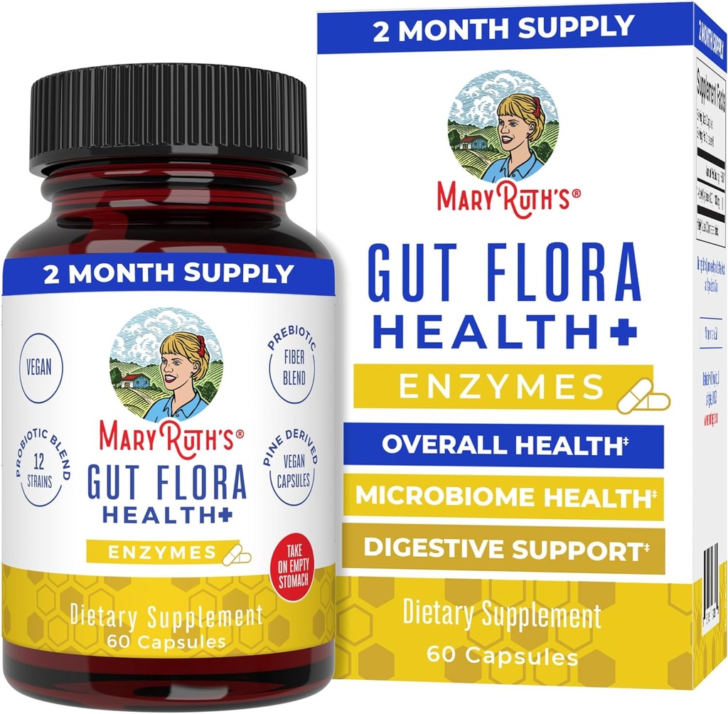 MaryRuth Organics Gut Flora Health + Enzymes Note 124; Op til 2 Måned Supply