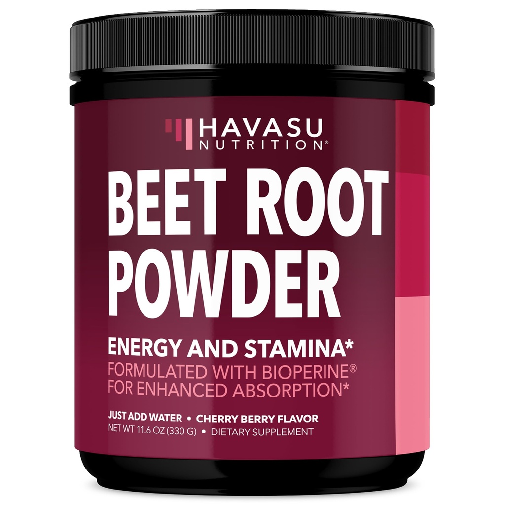 Organic Beet Root Powder med vitamin B12 & Coryceps - Nitrooxid supplement - Beetroot Powder for Energy & Post Workout Inddrivelse - Bland med vand eller smoothies, Cherry Berry Flavor - 30 Serveringer