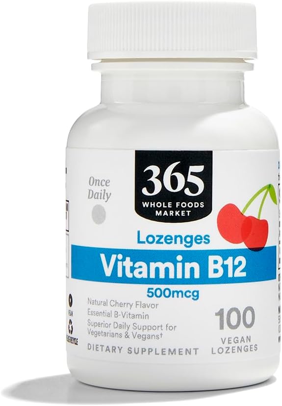 365 af Whole Foods Market, B12 500mcg Lozenges, Natural Cherry Flavor, Vegan, 100 Greve
