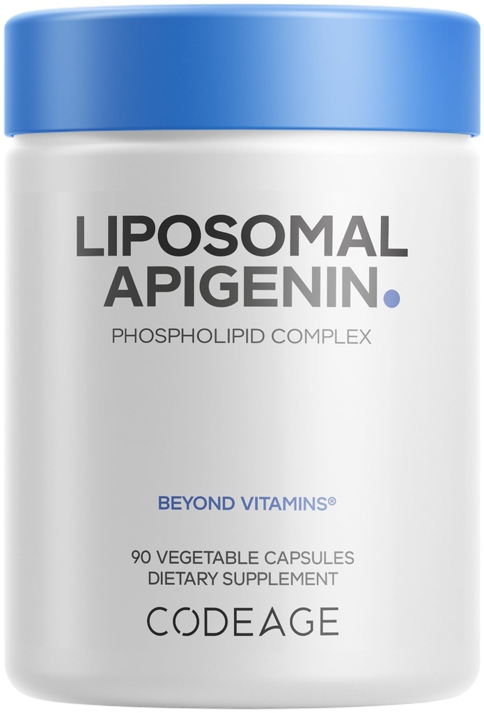 Codeage Liposomal Apigenin Supplement, 3-måned Supply, Daily Flavonoid kamille Extract, Liposomal Phospholipid Complex, Non- GMO Sunflower Oil, Phosphatidylcholine Vegan Blend, Gluten- Free, 90 Greve