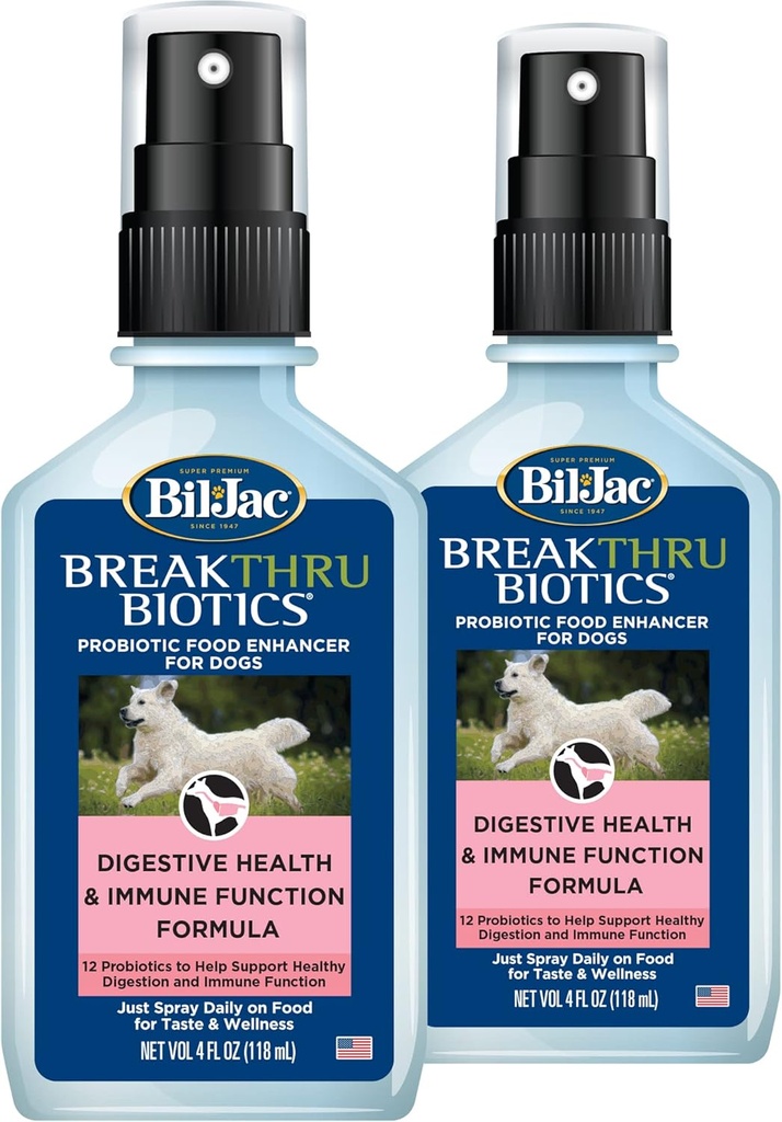 Bil- Jac Breakthru Biotika Probiotisk supplement til hunde - 2-Pack, Premium Pet fordøjelsesstøtte, Canine Food Enhancer med naturlige ingredienser til Gut Balance og immunsystemet Boost