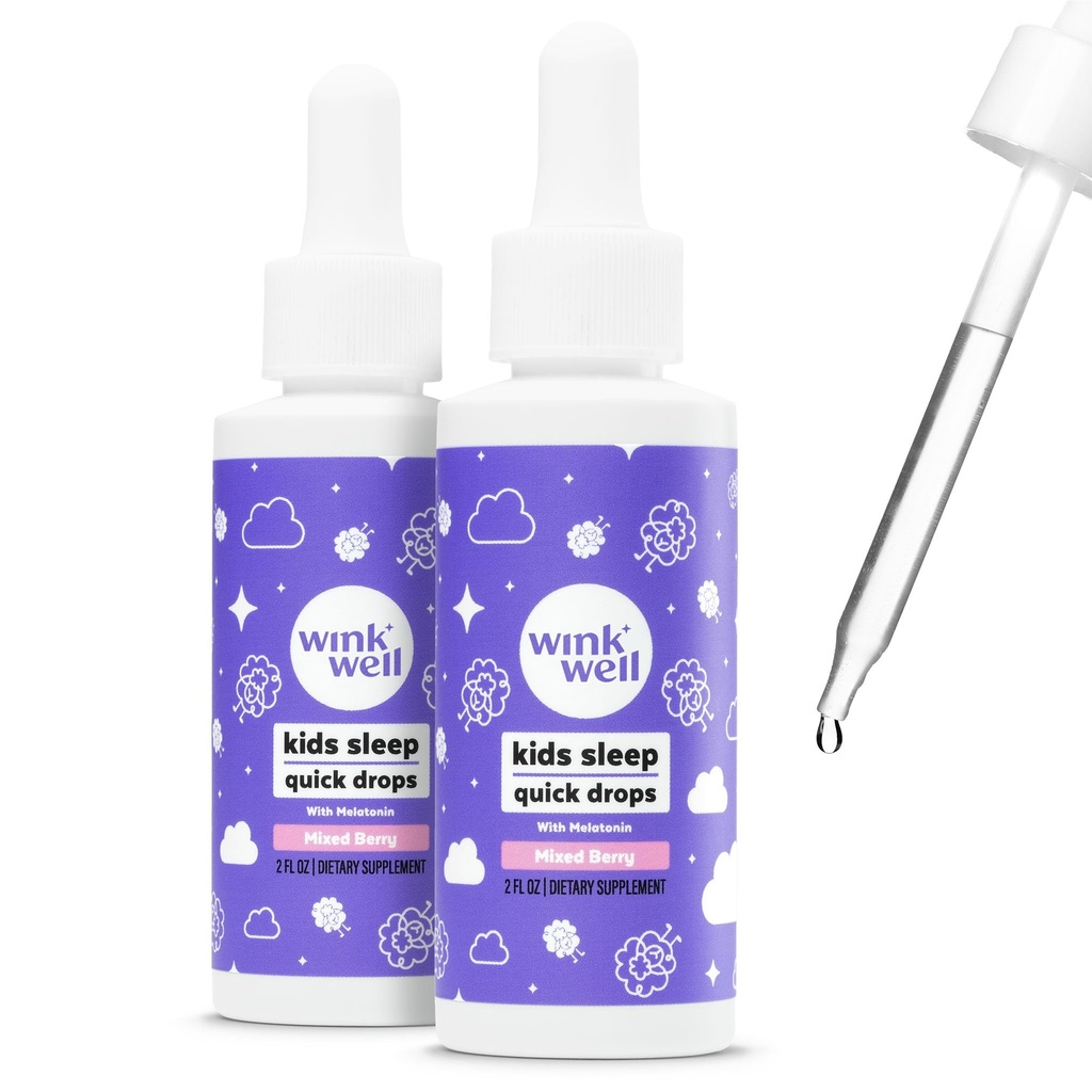 Wink Well Kids flydende melatonin dråber, naturlige melatonin dråber til børn med 1 mg per servering af flydende melatonin til børn, drug- fri og ikke-Habit Forming (2 Pack)