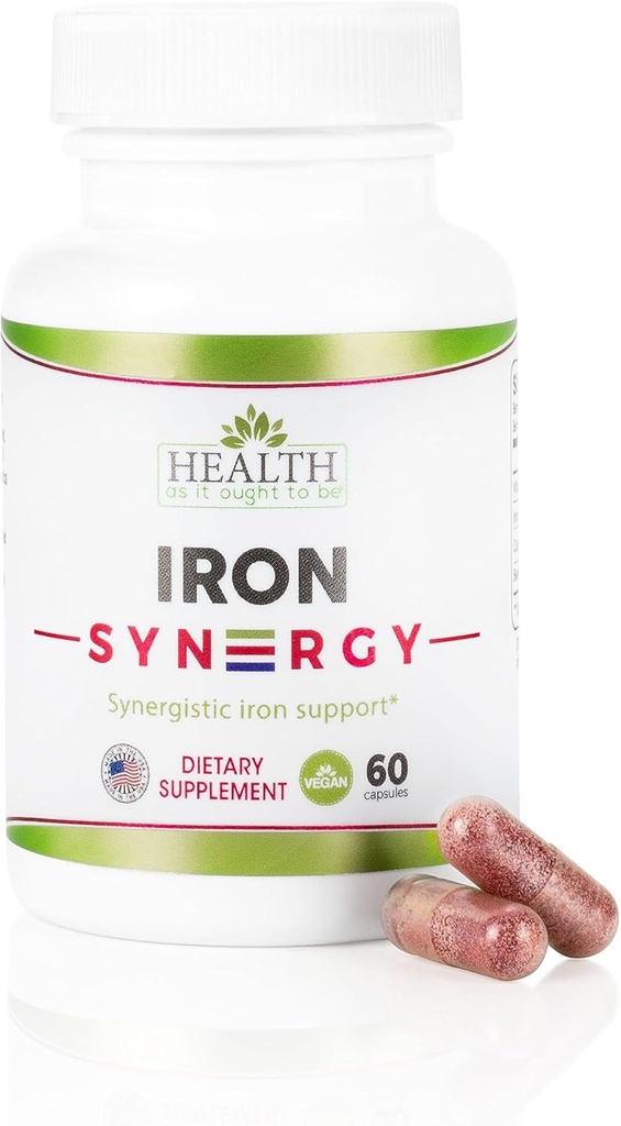 Sundhed som det forventes at være jern syn3rgy supplement; Læge Formulerede kapsler med jern, kobber, Beet Root, C-vitamin 124; 60 Kapsler