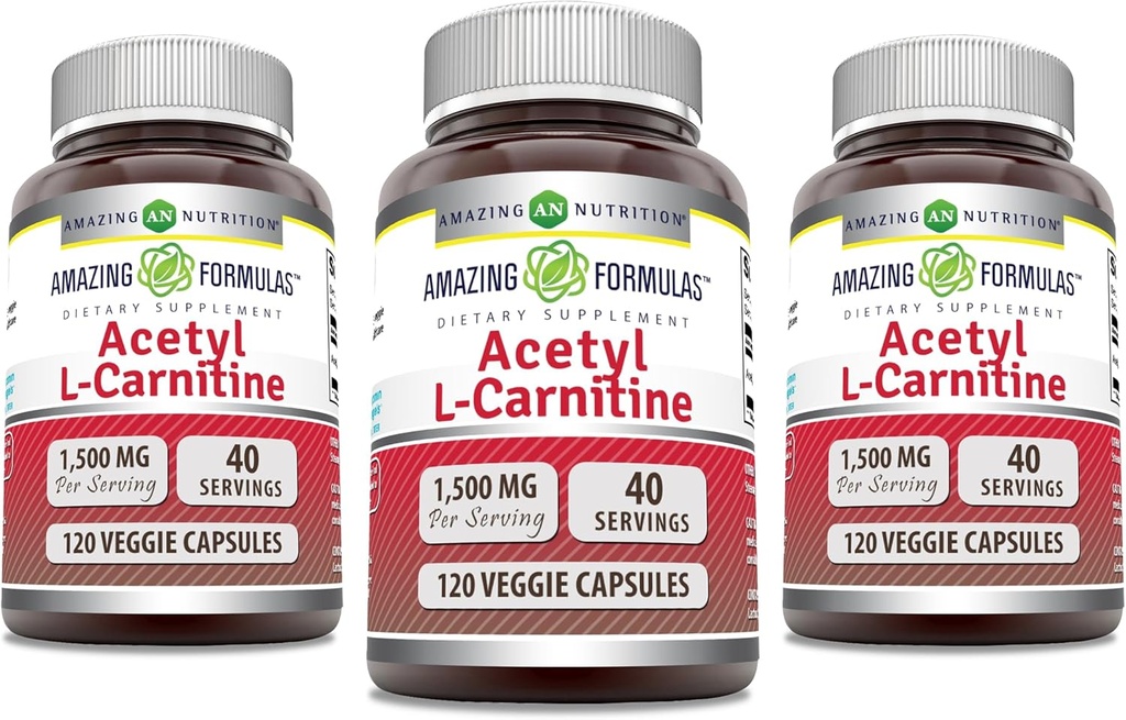 Amazing Formulas Acetyl L- Carnitin 1500 Mg Per Serving Veggie Kapsler Supplement 124; Non- Gluten Free Measures 124; Gluten Free Measures 124; Lavet i USA