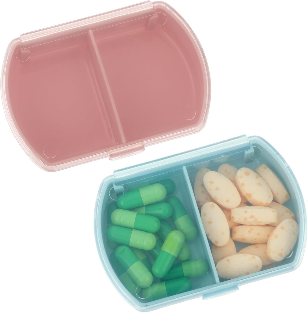 Sibba Pill Organizer Box sag 2 PCS vandtæt rejse medicin Container Purse Essentials Lille Cute Fish Oil Holder Kosttilskud Mini Pillbox Dispenser Reminder Portable Pocket Pouch Tilbehør
