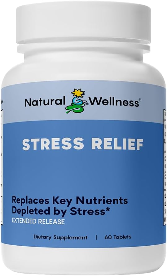 Natural Wellness Stress Relief - Extended Release Formel med Magnesium, Valerian, Humle & Skullcap - fremmer ro, fokus, afspænding & energibalance - Natural Sleep Aid & Angst Relief - 60 tabletter