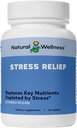 Natural Wellness Stress Relief - Extended Release Formel med Magnesium, Valerian, Humle & Skullcap - fremmer ro, fokus, afspænding & energibalance - Natural Sleep Aid & Angst Relief - 60 tabletter