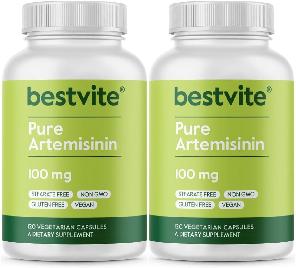 BESTVITE Artemisinin 100mg (240 vegetariske kapsler) (2- Pack) - Ingen stearater - Ingen Flow Agents - Vegan - Gluten Free - Ikke GMO