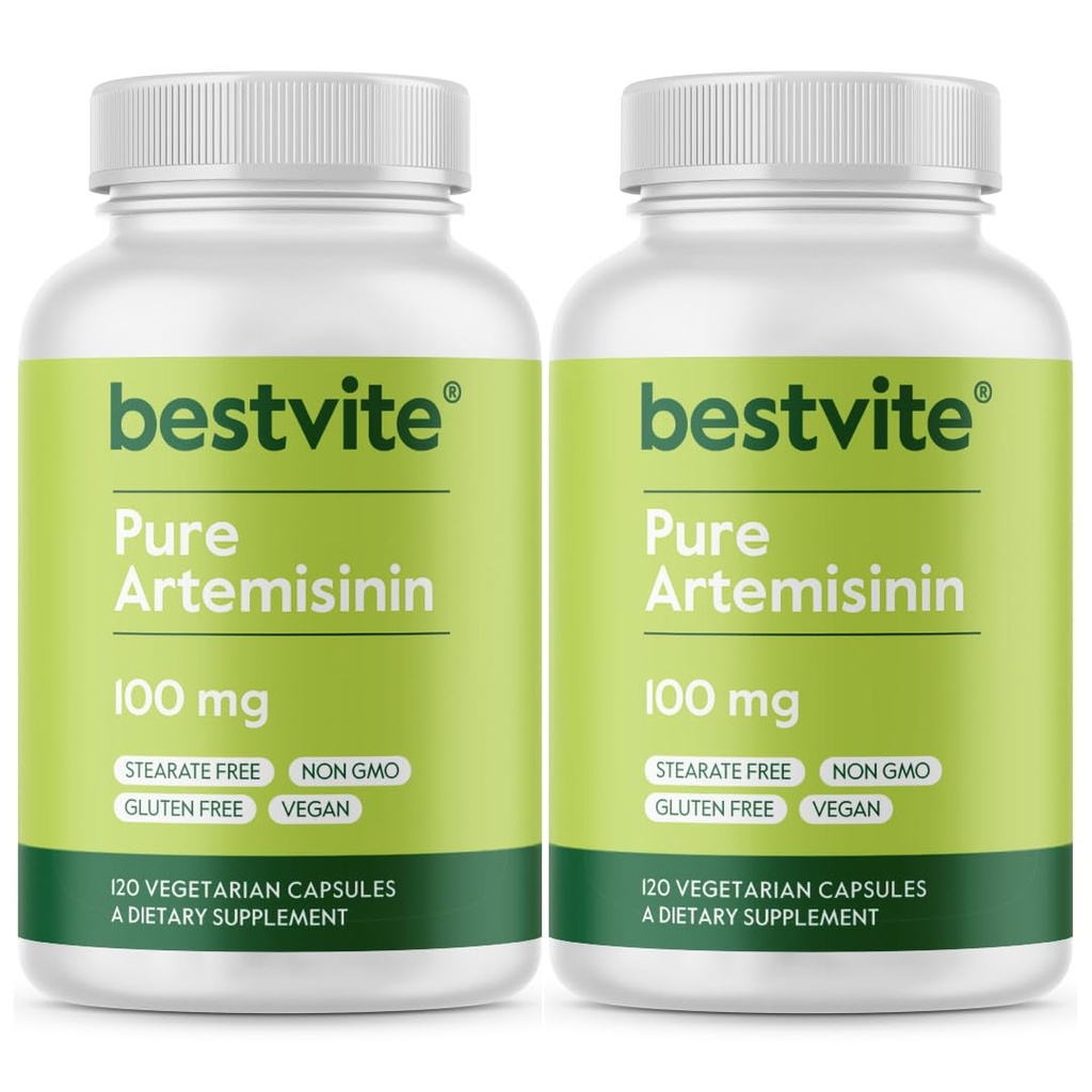 BESTVITE Artemisinin 100mg (240 vegetariske kapsler) (2- Pack) - Ingen stearater - Ingen Flow Agents - Vegan - Gluten Free - Ikke GMO