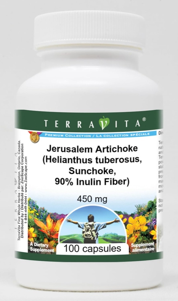 Jerusalem Artiskoke (Helianthus tuberosus, Sunchoke, 90% Inulin Fiber) - 450 mg (100 kapsler, ZIN: 570983)