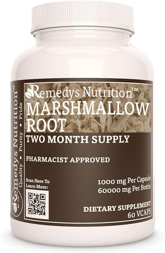 Remedy 's ernæring Marshmallow Rodbug 124; 1.000 mg, 60 Vegan Kapsler Urtetøj Kosttilskud 124; Two Month Supply