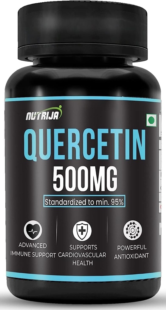 Quercetin 500 mg kapsler - Standardiseret til 95% • 124; Højt renset & biotilgængeligt supplement • 124; Naturlige bio- flavonoider & kraftfulde antioxidanter (30 kapsler)