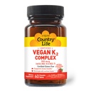 Country Life ® Vegan K2- 500 mcg, 60 Ct. Chewable Tablets. Jordbær Flavor - Certificeret Gluten Free - Certificeret Vegan af AVA - til støtte ben sundhed