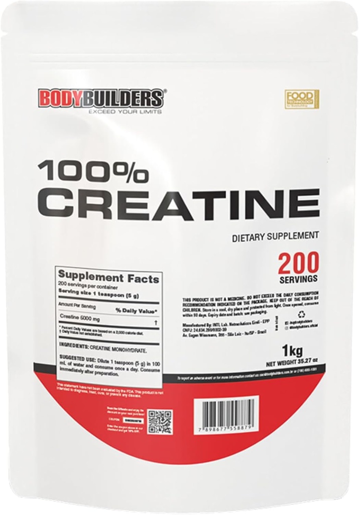 100% Creatin, Unflavored, 2,2lb, 200 Servere