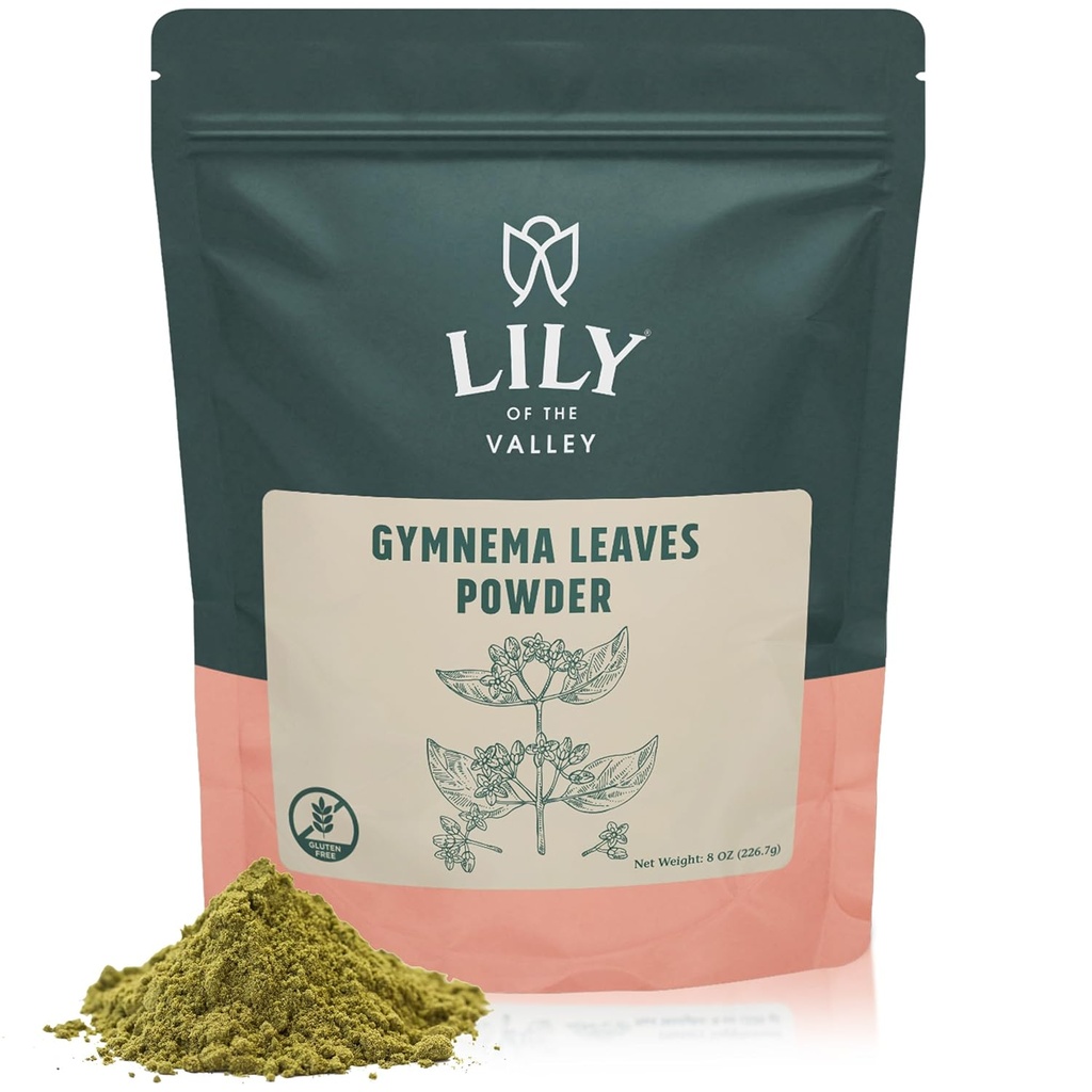 LILY OF THE VALLEY Gymnama Sylvestre Leaf Powder - Herbal Gurmar Powder - Vegan & Gluten- Free - Pakket i resealable Pouch (8oz, 226g)