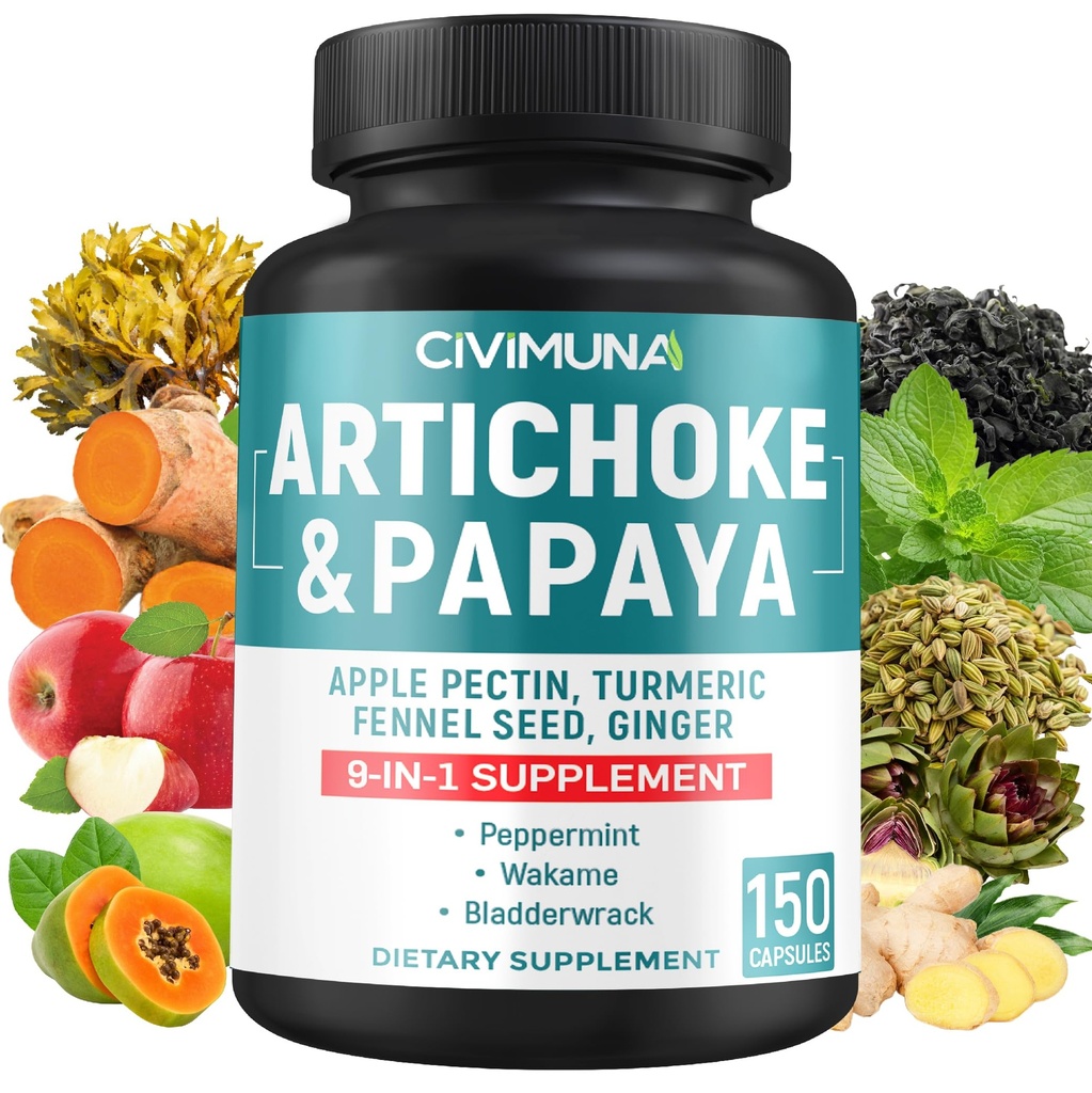 Artiskokke kapsler med Artiskoke, Papaya, Apple Pectin og mere - 150 kapsler - til 5 Måneders forsyning