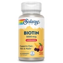 SOLARAY Biotin 5000 mcg- 124; Natural Peach, Strawberry, Banana Flavor 124; Sund hår, Hud & Nails Support