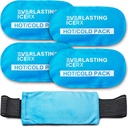 Genanvendelig varm og kold Gel Ice Pack Wrap (4 Pack) til skader - justerbar og fleksibel til knæ, tilbage, skuldre, arme og ben - Genanvendelig