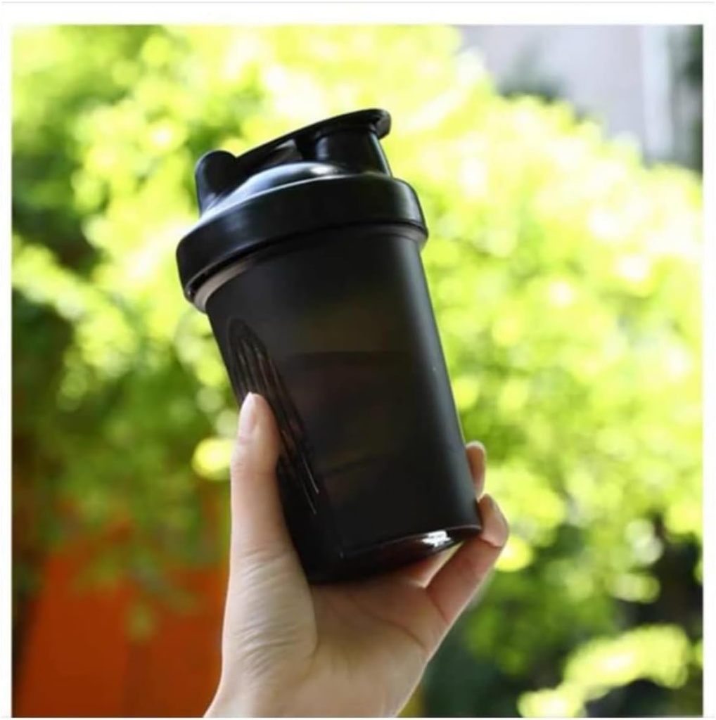 CHNLML Protein Shaker Bottle 400ML / 16Oz w. Shaker Ball for Protein Shake, Shaker Bottle med Mixing Ball, Leak- Proof, BPA- Free, for Gym, workout, Juice Mixer (sort / sort krop, 16Oz- 400ML- 1Bottle)