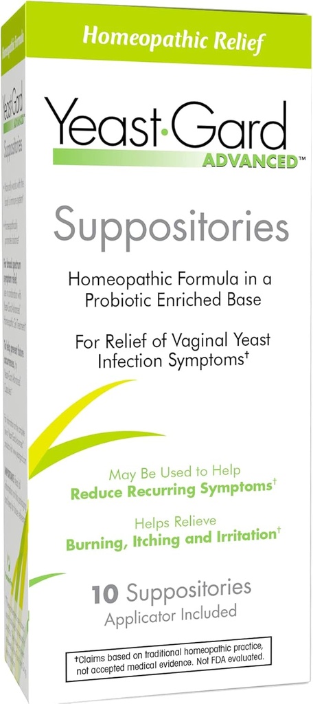 YeastGard Advanced Homøopatisk Gær Infektion Vaginal Suppositorier - 10 tæller Box