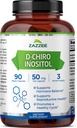 Zazzee D- Chiro- Inositol, 50 mg per kapsel, 90 Vegankapsler, Ideel dosering for 40: 1 Ratio med Myo- Inositol, 3 Måned Supply, 100% Vegetar, Non- GMO