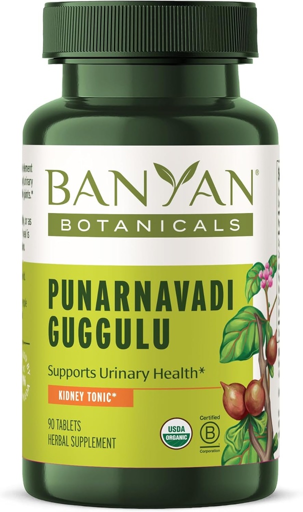 Banyan Botanicals Organic Punarnavadi Guggulu Tablets - Organic Joint Supplement - Understøtter sund funktion af The Nyrer og Urinary System * - 90 Tablets - Ikke-GMO bæredygtigt sourced Vegan *