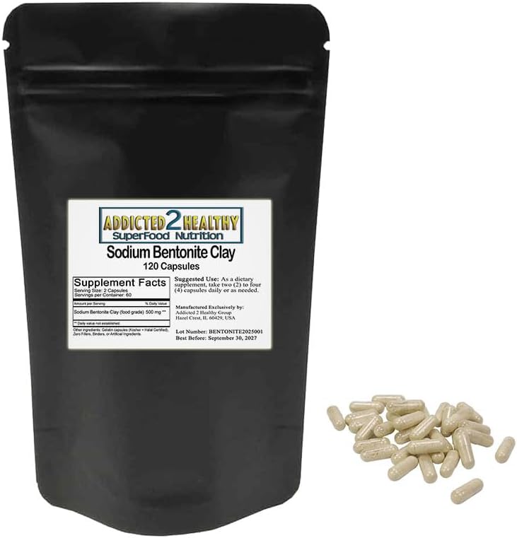 Food Grade Natriumbentonit Clay Powder Kapsler (1000 mg) 120 Tæl efter addicted 2 Sund