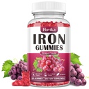 Iron Gummies Supplement for kvinder & mænd, Iron Supplements for Anæmi med C-vitamin, B12, Folate- Blood Builder & Energy Support for Iron Dificiency- Grape Flavor, Vegan, 60 Gummies