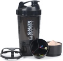 Protein Shaker Flaske, 16 oz Shake Cup for Protein Powder med opbevaring, Sport vand Flaske, Non Slip 3 Layer Twist Off 3oz Cups med Pill Tray Leak Bevis Shake Flasker for Protein Mixes