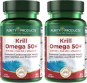 Renhed Produkter Krill Omega 50 (Krill + Fish Oil Blend 1000mg + Astaxanthin 500mcg + Phospholipids 200mg + D-vitamin 500 IE) - 60 Mini Softgels (pakke med 2)