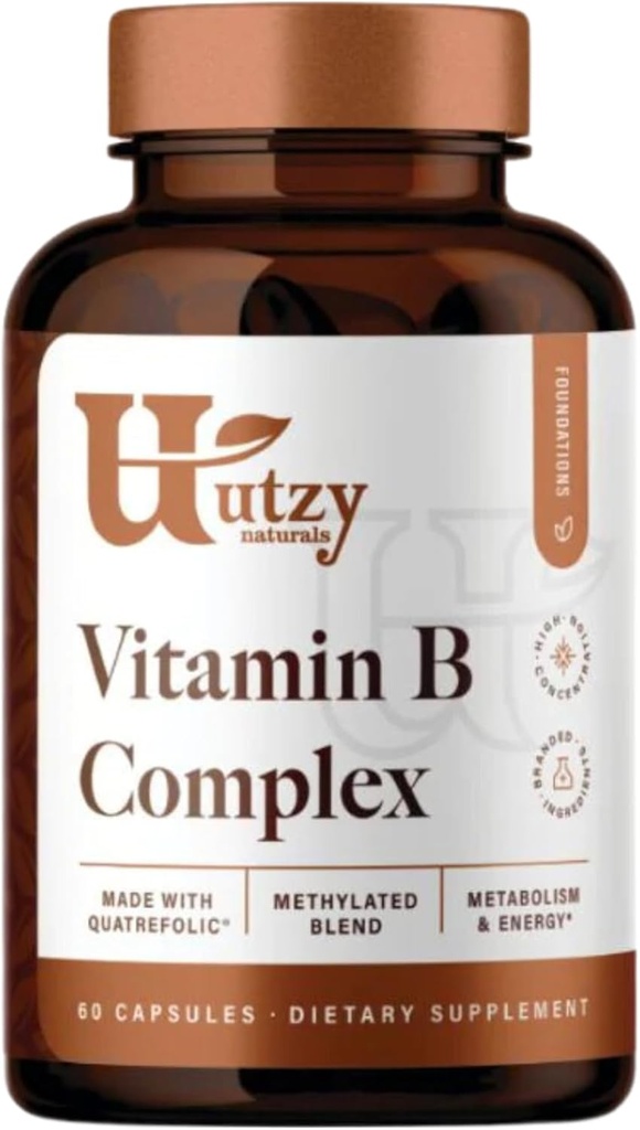 Utzy Naturals Vitamin B Complex 124; Indeholder alle 8 Essential B Vitamin; 124; med Cholin og Inositol- 124; 60 kapsler