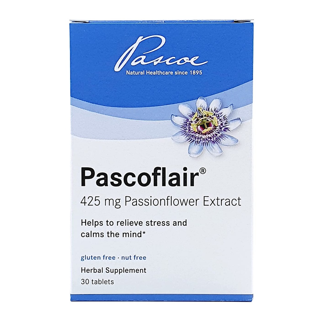 Pascoflair - Urteblomst hjælp til at lette rastløshed & nervøsitet, Calms The Mind to Help Support Sund & Restful Sleep - 425 Mg Passionflower Extract Per Tablet (30 tabletter)