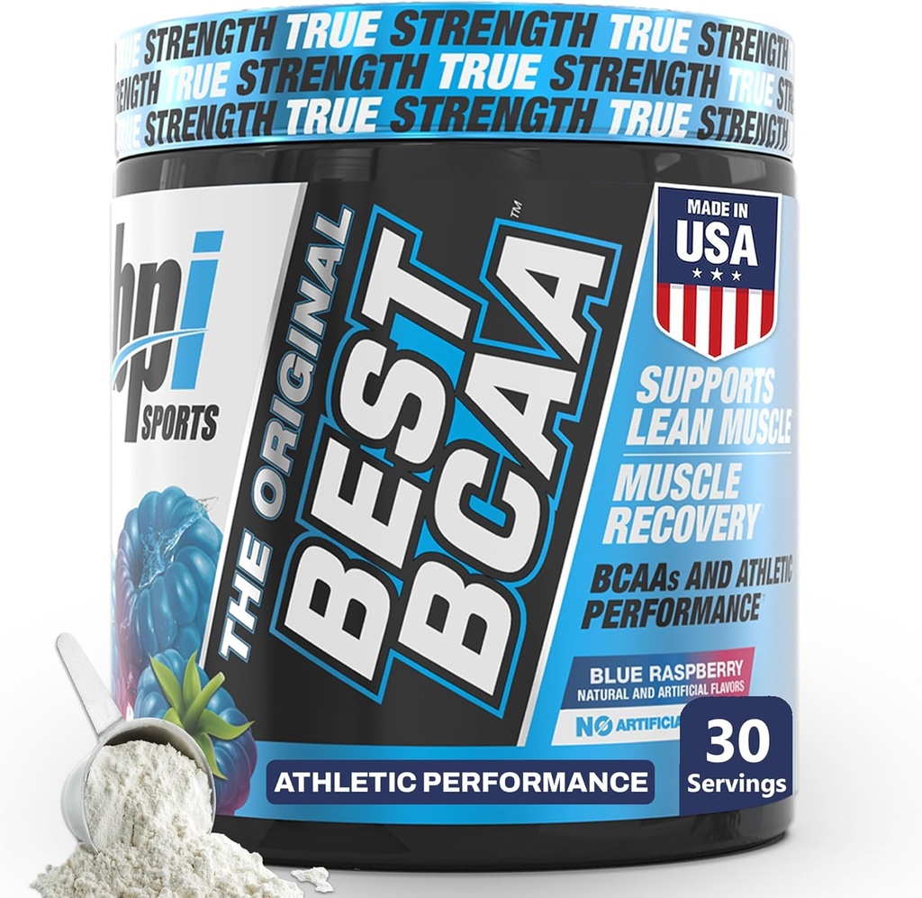 BPI Sports Bedste BCAA pulver - Muscle Recovery Support - Forgrenet Chain Amino Acids - 124; Bygning blokke af protein og muskel - Post Workout Inddrivelse - Hydration - Blå Hindbær, 30 Servering