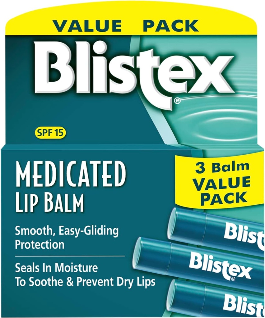 TheraTears tørre øje terapi øjendråber, 1.0 Fl Oz og Blistex medicineret Lip Balm, 0.15 Ounce, 3 Greve SPF 15 Sun Protection Lip Balm Bundle