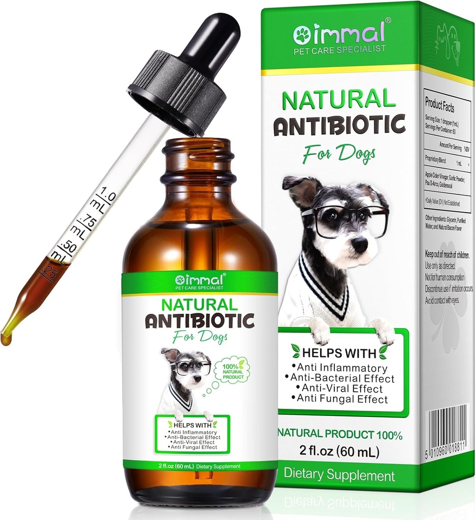 Generisk Antibiotika til hunde, Hunde Antibiotika, Hundeforsyninger Antibiotika, Naturlige Hunde Antibiotika understøtter hundeallergi og Itch Relief, Hunde Multivitamin til Pets- 60ml / 2 Fl Oz