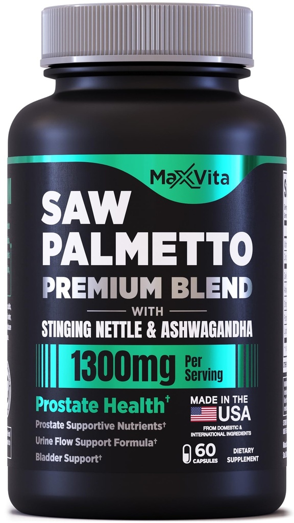 Prostata Premium - Saw Palmetto for mænd, Stinging Nettle, Ashwagandha, Lycopene, Brege & Urinary Relief, Prostata supplement for mænd, 60ct
