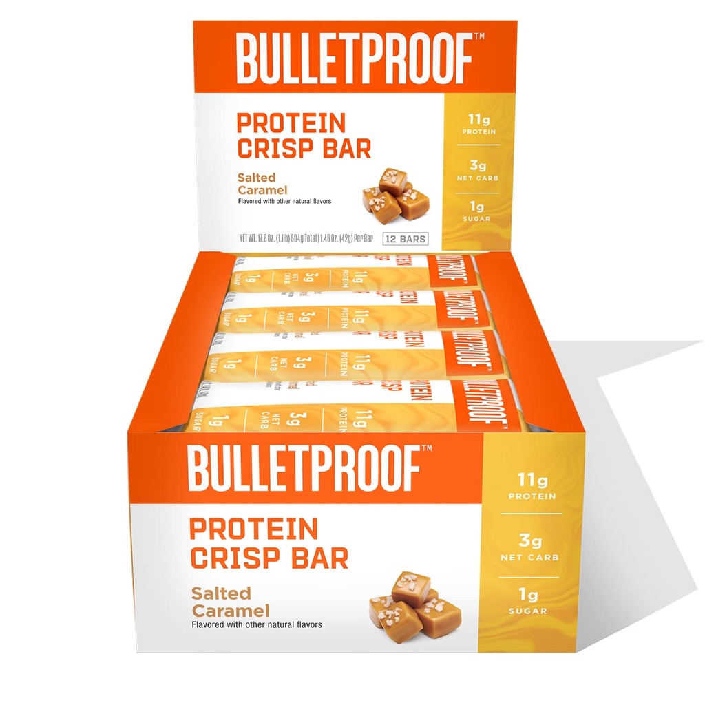 Skudsikker Saltet Karamel Protein Crisp Bars, 12pk, High Protein, Lavsukker