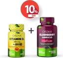 ORZAX Vitamin D3 10000 iu Elderberry Kapsler, 2000mg Sambucus, Bundle