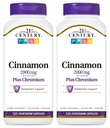 21. Century kanel 2000 mg Per Serving Plus Chrom Vegetar Kapsler 120 Greve - pakke med 2