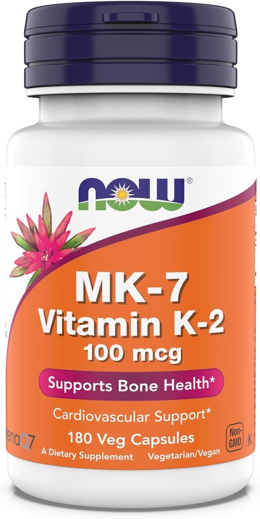 Nu Kosttilskud, MK- 7 Vitamin K-2 100 mcg, Cardiovaskulær Support *, Understøtter Bone Health *, 180 Veg kapsler