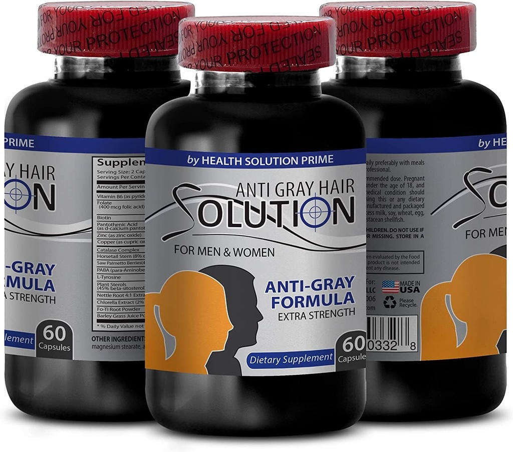 Gray Hair Reversal Pills - biotin Supplement - Anti Gray Hair Solution - Energy Vitamin, biotin Supplement, Hair Growth Products, Biotin for Gray Hair Prevention, Natural Hair Products, 1 Bot 60 Caps