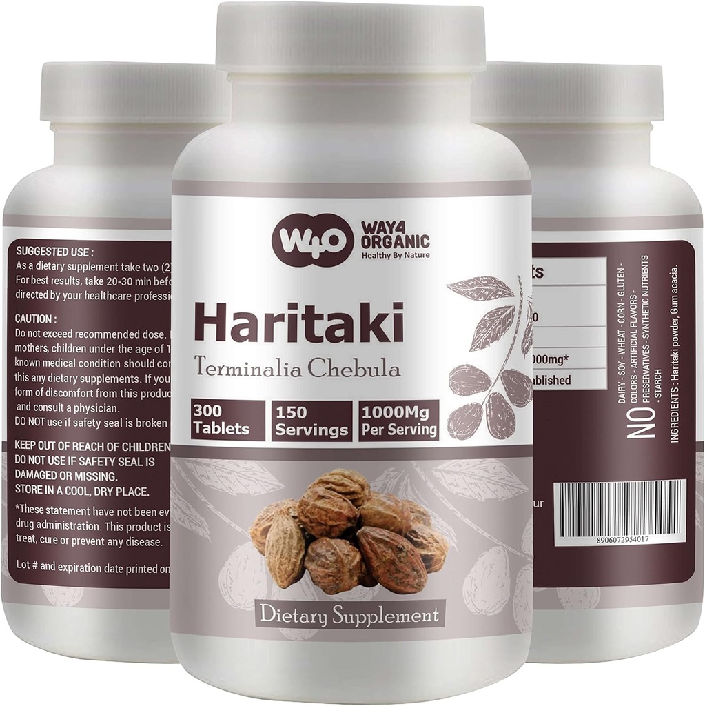 Haritaki Capsules (Tablets) – Terminalia Chebula, 300 Pills, 150 Servings, 1000 mg (Pack of 1)