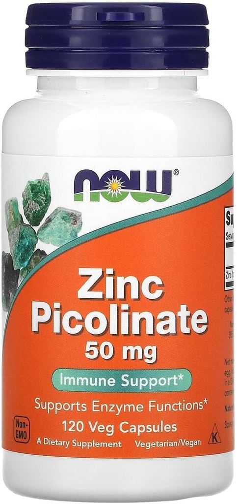 Now Foods Zinkpicolinat 50 mg, 120 kapsler (pakke med 2)