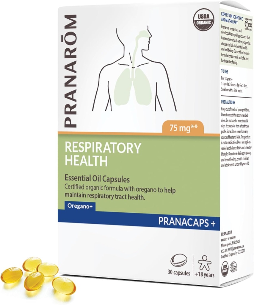 Pranarom - Respiratory Health Pranacaps med Oregano & Lemon Essential Oil - 30 Greve
