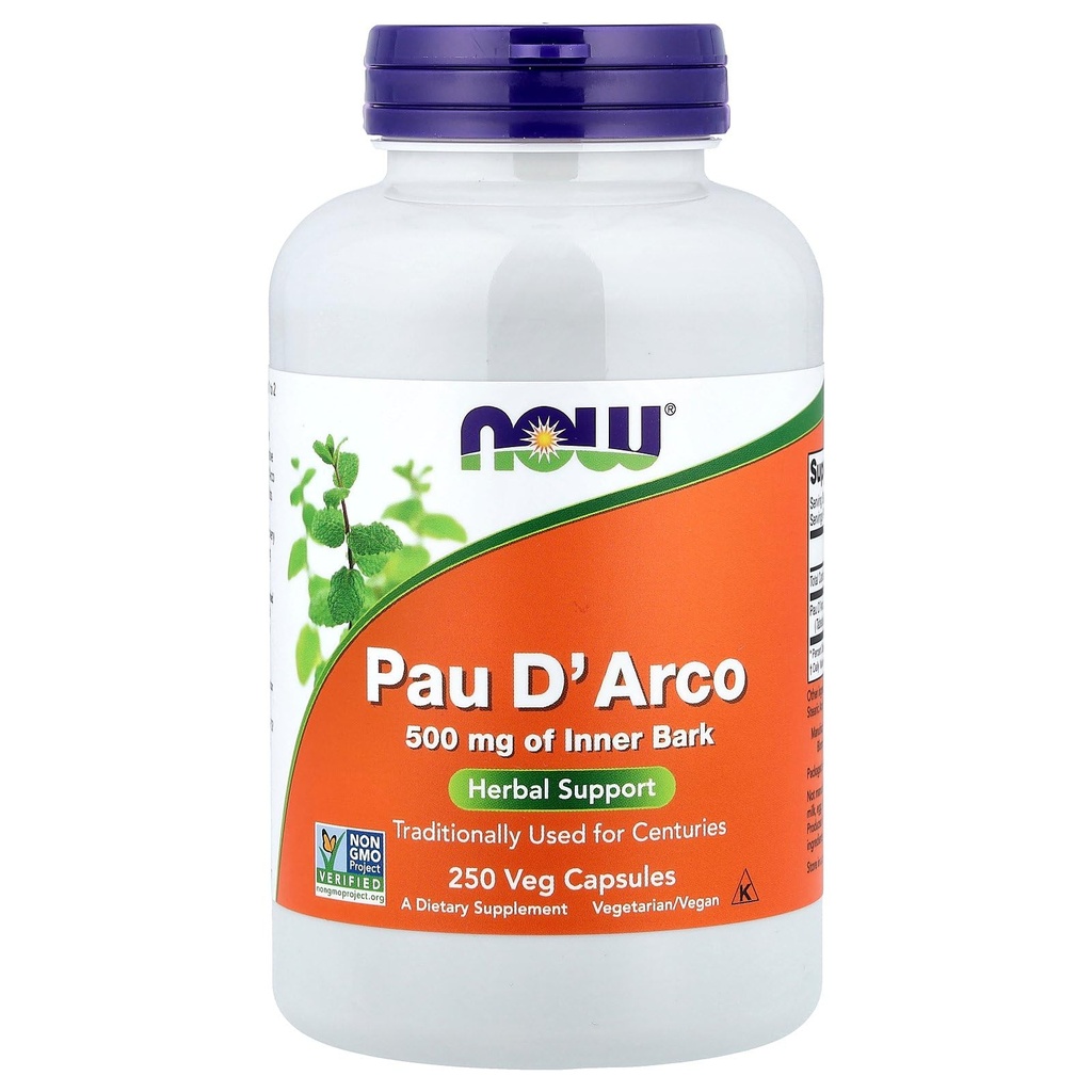 Nu fødevarer PAU D 'Arco, 500 mg, 250 Veg kapsler