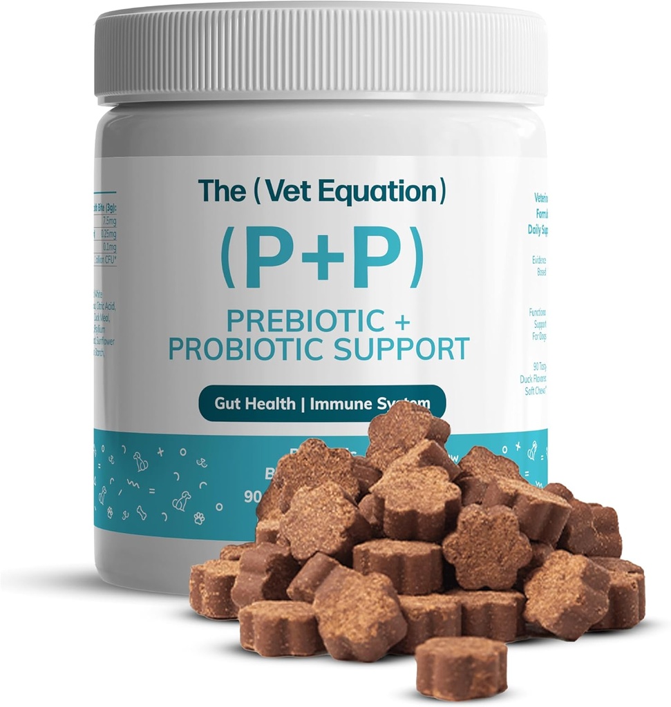 Prebiotic & Probiotic for Dogs - Gut Health Chews - Natural And Flavor, 90 Greve - med Bacillus Subtilis, Vitamin B12 & Folinsyre - Understøtter immunforsvar og fordøjelsessygdomme