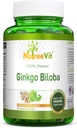NutreeVit 100% Økologisk Ginkgo Biloba Kapsler - Understøtter Hjerne Sundhed, Mental Alerness, Cirkulation, og Øger Hukommelse - Økologisk Antioxidant - 100 Count Flaske
